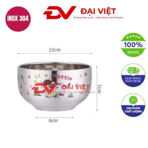 chén inox 2 lớp hình thú ngộ nghĩnh cho bé 12x7cm