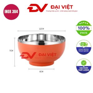 chén inox 304 2 lớp 12x7cm