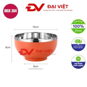 chén inox cách nhiệt 2 lớp 15x8cm