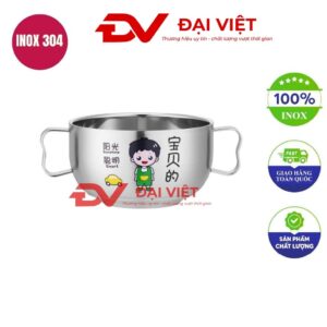 chén inox cho bé có tay cầm 16.5x6.5cm