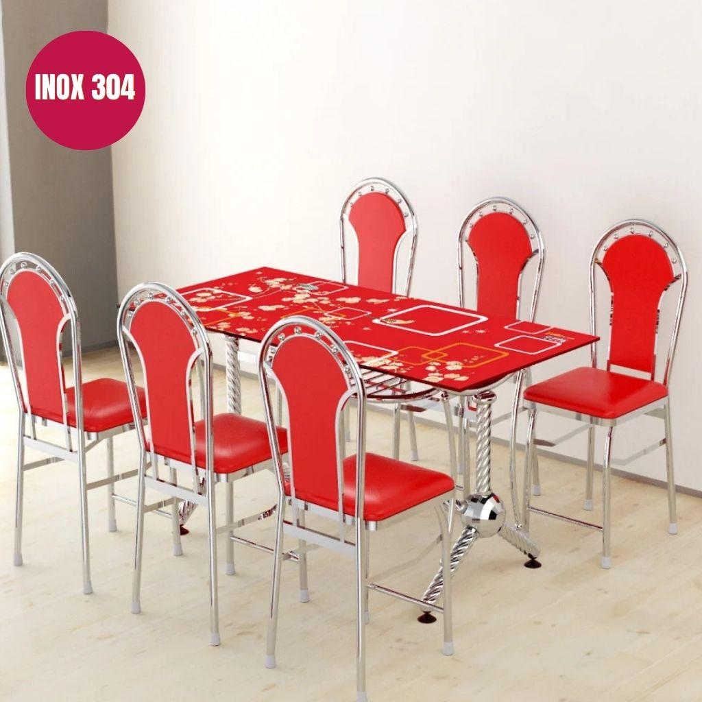 Ghế tựa lưng inox 304 bọc nệm êm ái đi kèm bộ bàn kính GC03