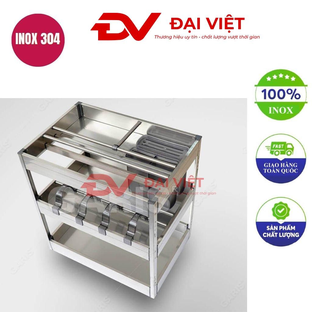 Tổng thể kệ dao thớt inox đa năng CKDV-2596 2 tầng để bàn do Cơ Khí Đại Việt sản xuất