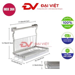 kệ để chén inox treo tường 43x26x37cm