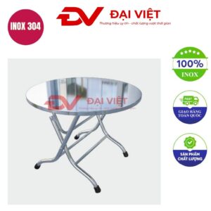 bàn ăn cơm inox tròn 1600x800mm