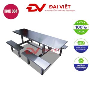 bàn ăn công nghiệp inox 200x140x75cm