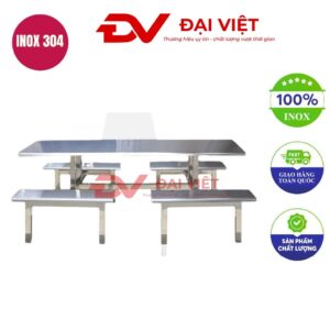 bàn ăn công nghiệp inox 200x60x75cm