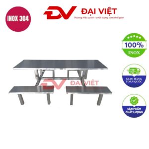 bàn ăn công nghiệp inox 8 người