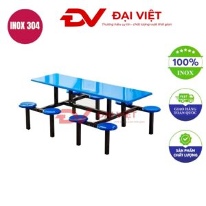 bàn ăn công nghiệp inox 8 người 180x60x76cm