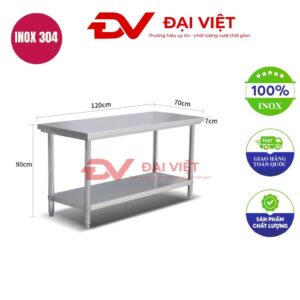 bàn bếp inox 2 tầng 120x70x80cm