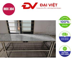 Bàn bếp khung inox mặt đá