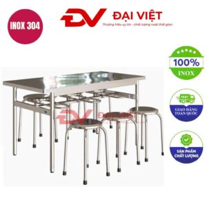 Bàn ghế inox quán ăn 1.5m