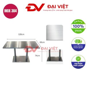 bàn inox chữ nhật 120x60x74cm