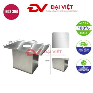 bàn inox chữ nhật 120x70x75cm