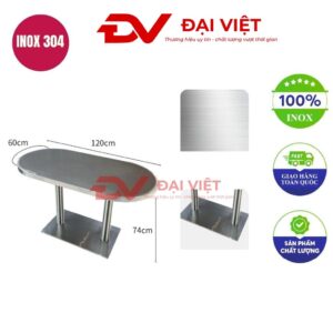 bàn inox chữ nhật bo góc 120x60x74cm