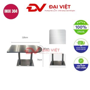 bàn inox chữ nhật bo góc 120x80x74cm