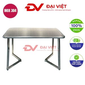 bàn inox chữ nhật chân cong 120x60x75cm