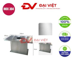 bàn inox chữ nhật chân trụ lớn 130x80x74cm