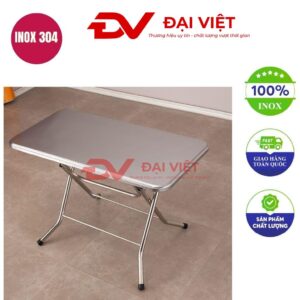 bàn inox chữ nhật xếp gọn 120x70x78cm