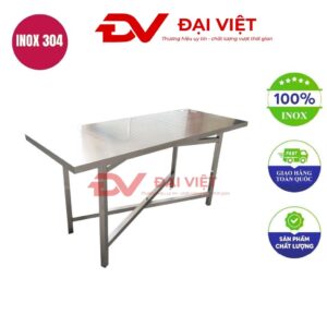 bàn inox chữ nhật xếp gọn 180x80x80cm