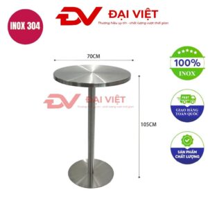 bàn inox tròn 70x105cm