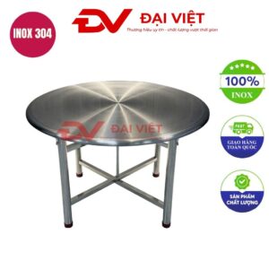 bàn inox tròn xếp gọn 70x70x75cm
