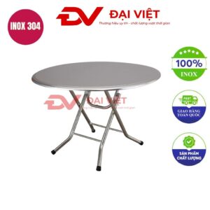 bàn inox tròn xếp gọn 70x72cm