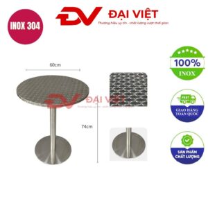 bàn inox tròn xước 60x74cm