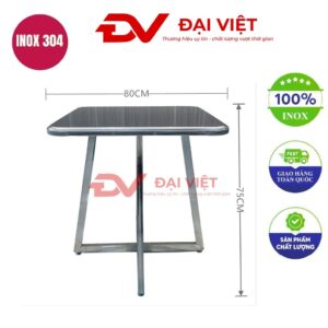 bàn inox vuông 3 chân 80x80x75cm