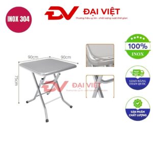 bàn inox vuông 90x90x75cm