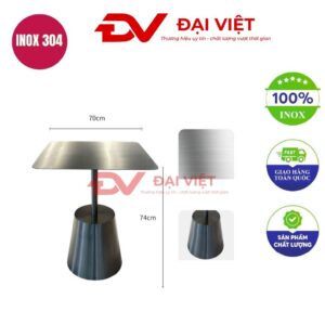 bàn inox vuông chân trụ tròn 70x70x74cm