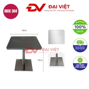 bàn inox vuông chân vuông 60x60x74cm