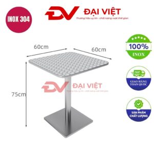 bàn inox vuông chân vuông 60x60x75cm