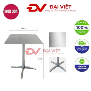 bàn inox vuông chân xòe 4 cạnh 80x80x74cm