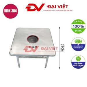 bàn inox vuông có lỗ 110x110x75cm