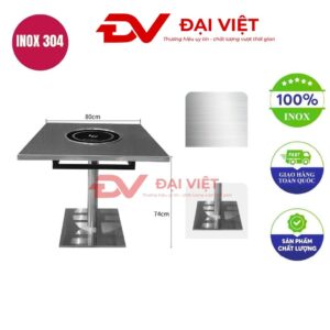 bàn inox vuông có lỗ 80x80x74cm