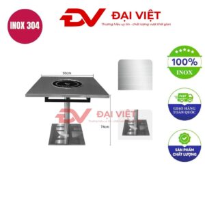 bàn inox vuông có lỗ 90x90x74cm