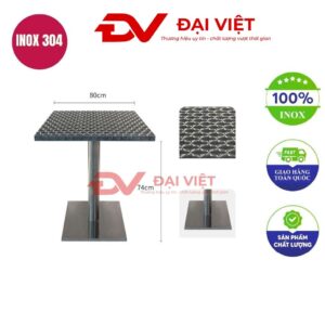 bàn inox vuông có vân 80x80x74cm