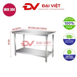 bàn sơ chế inox 2 tầng 80x50x80cm