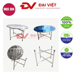 Bàn tròn inox chân rời 1200x750mm