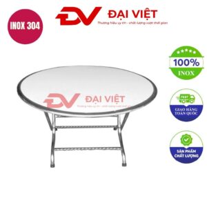 bàn tròn inox chân thấp 1400x750mm