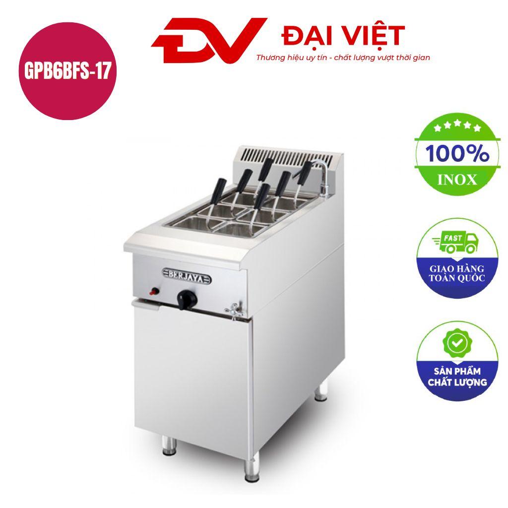 Cụm 3 họng đốt gas công suất 52.000 BTU/giờ trên bếp trụng mì Berjaya GPB6BFS-17