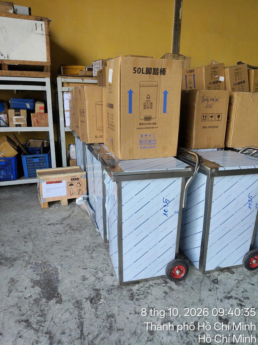 Bàn giao thùng rác inox vuông 20L hoàn thiện - Dự án CÔNG TY CỔ PHẦN DỊCH VỤ VÀ KỸ THUẬT ĐƯỜNG BIỂN THÁI BÌNH DƯƠNG - Cơ Khí Đại Việt